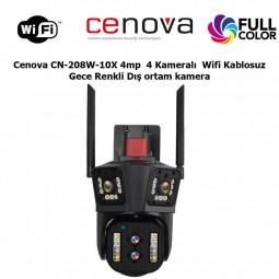 Cenova CN-208W-10X 4mp  4 Kameralı  Wifi Kablosuz Gece Renkli Dış ortam kamera